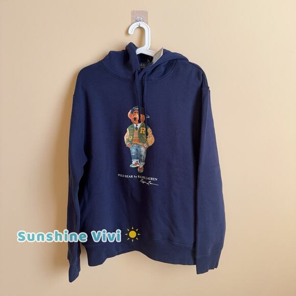NWT Ralph Lauren Men's Polo Bear Fleece Hoodie Navy Choose Size